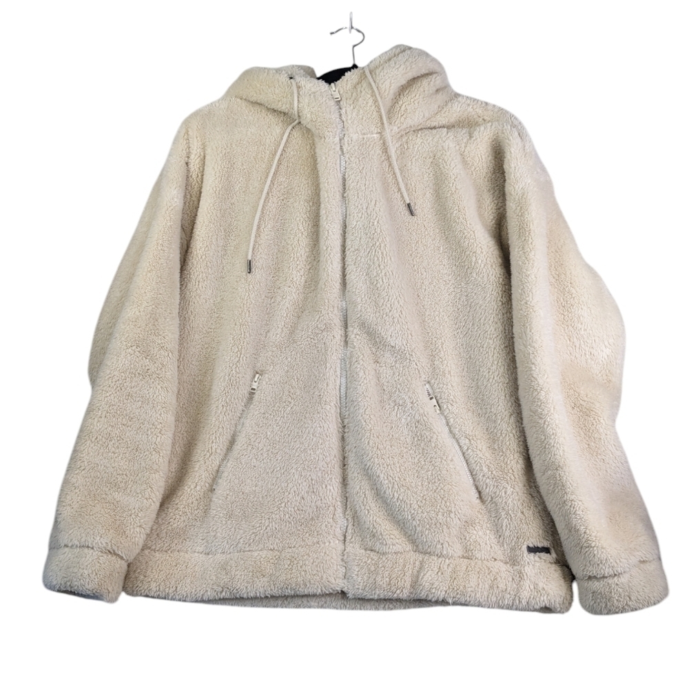 Roxy front zip women's hoodie cream size XL in great condition. Faux fur sherpa